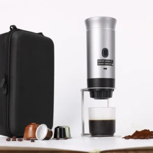 Walking Coffee hordozható espresso kávéfőző táskával, ezüst