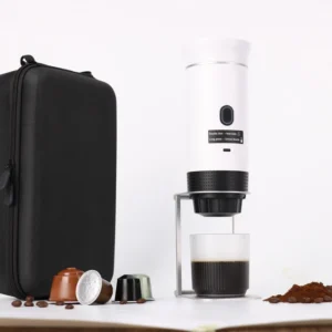 Walking Coffee hordozható espresso kávéfőző táskával, fehér